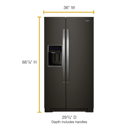 Whirlpool - 20.6 Cu. Ft. Side-by-Side Counter-Depth Refrigerator - Black Stainless Steel