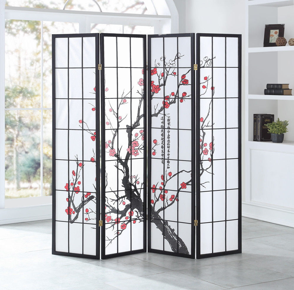 4 Panel Room Divider Privacy Folding Screen Durable Movable Partition White