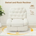 thumbnail image 6 of YODOLLA Oversized Recliner Chair, 360° Swivel Rocking Glider with Chenille Upholstery, Modern Ergonomic Rocker Chair for Adults, Cream White, 6 of 9