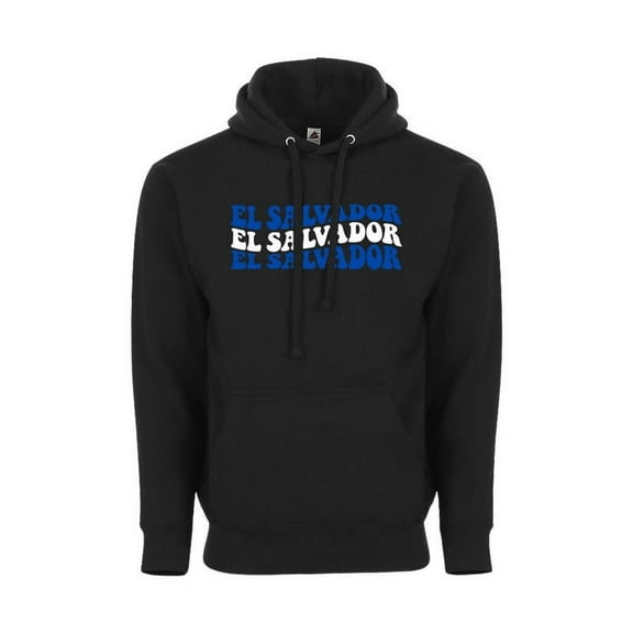 El Salvador Adult Pullover Hoodie, 80/20 Fleece, Men's Fan Apparel - Black - Medium
