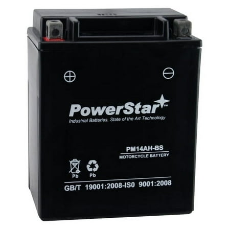 PowerStar YTX14AH-BS Snowmobile Battery Compatible with Polaris 800 Touring (Electric Start)