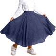 thumbnail image 6 of NAISIBABY Girls Maxi Skirt, Cotton Mesh High Waist Pleated Tiered Kids Flowy Swing Long Skirt Navy 10T, 6 of 7