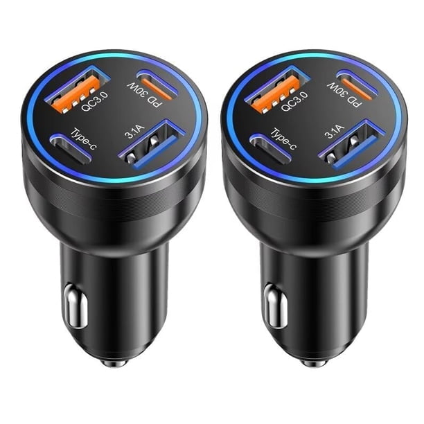 Cargador de coche Avatcen, 65 W, 4 puertos USB-C y USB-A, paquete de 2