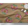 thumbnail image 2 of Soimoi Polyester Crepe Fabric Leaves,Bird & Lotus Block Decor Fabric Printed Yard 52 Inch Wide, 2 of 3