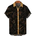 thumbnail image 1 of Men's Hawaiian Shirt One Button Shirt Cartoon Musical Instrument Pattern Oversize 3d Printing Loose Short Sleeve Beach Tops, 1 of 5