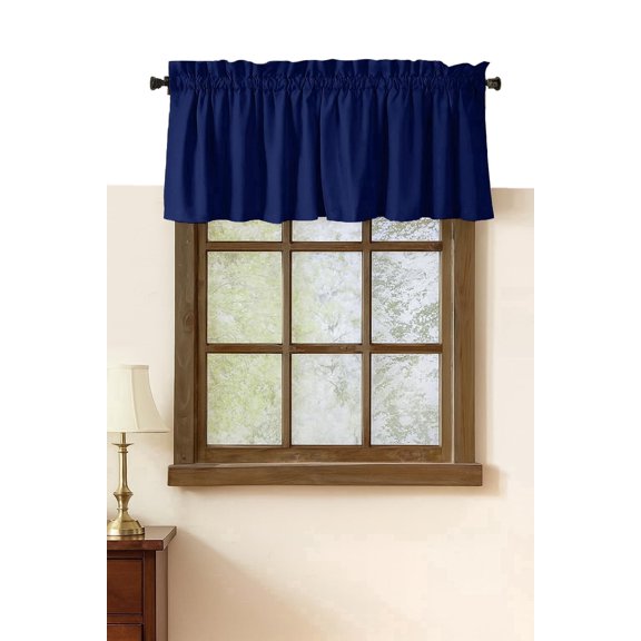 Native Fab Set of 2 Valance Curtains for Windows 54"x18" for Living Room Bedroom Kitchen Windows Bathroom, Farmhouse Vintage Curtain Valances Rod Pocket - Ink Blue