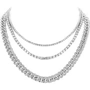 HH BLING EMPIRE Gold Tennis and Cuban Link Chain for Men,Iced Out Mens Diamond Cuban Chain Necklace Sets,Hip Hop Rapper Jewelry Chains-3 Pcs 18/20/24 Inch