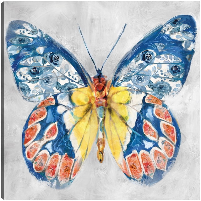 Cuadro Decorativo - Papillon Fleurs II Jr Impresión en canvas, estrechado