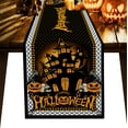 thumbnail image 1 of Halloween Table Runner, Halloween Pumpkin Skull Castle with Black Backgound Rustic Table Runner for Holiday Birthday Party Kitchen Dining Table Home Decor,, 1 of 8