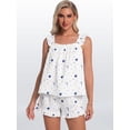 thumbnail image 4 of DAKIMOE Womens Pajamas Set 2 Piece Ruffle Pj Soft Tank Top and Shorts Sleepwear Lounge Sets for Women Set Sleeveless Bridal Pajama Sets for Christmas, S-2XL, 4 of 9
