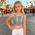 thumbnail image 2 of Gunia Girls Sequin Top Glitter Sleeveless Crop Dance Blouse Performance Dancewear Party Sparkly Tops For Girl Comfy, 2 of 6
