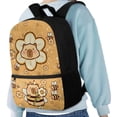 thumbnail image 4 of Binienty Cute Capybara Bee Print 17 Inch Kids School Backpack, Water Resistant Bookbag with Laptop Sleeve, Side Mesh Pockets for Elementary Primary School Students Daily Use, 4 of 6