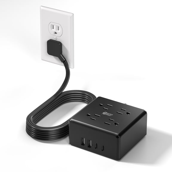 Superdanny Surge Protector Power Strip Outlets 4 USB Ports Mountable 5 ft Extension Cord Black