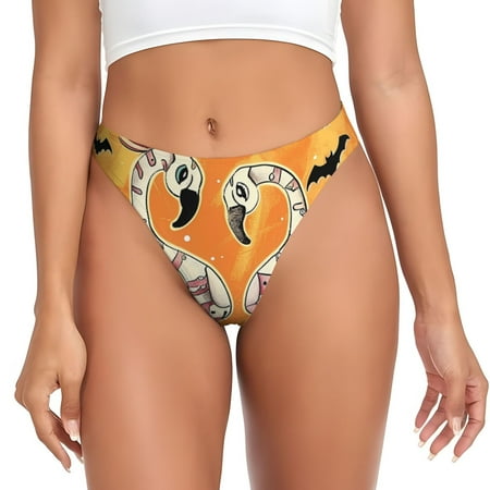 Adobk Halloween Flamingos Print Seamless Women Underwear Thongs No Show Ladies Thong No Line Breathable Comfortable Panties Undies for Women-Large