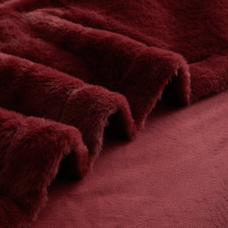 MAINSTAYS COZY FAUX FUR SUPER SOFT LUXURY BLANKET, KING, LUSCIOUS MERLOT