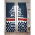thumbnail image 5 of Sheer Curtains 108 Inches Long 2 Panels Set for Living Room, Navy Blue Coastal Semi Sheer Curtains for Windows, Nautical Ocean Sea Abstract Art Voile Window Treatments Rod Pocket Curtain, 5 of 7