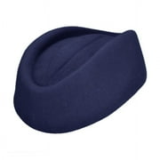Stewardess Wool Pillbox Hat - ONE SIZE FITS MOST - Navy Blue