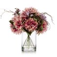 thumbnail image 2 of Enova Home Mixed Artificial Dahlia Flower Arrangement in Clear Glass Vase with Faux Water (Purple), 2 of 4