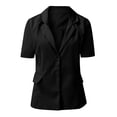 thumbnail image 4 of Capreze Womens Short Sleeve Blazers Open Front Work Office Jackets Blazer Fake Pocket, 4 of 5