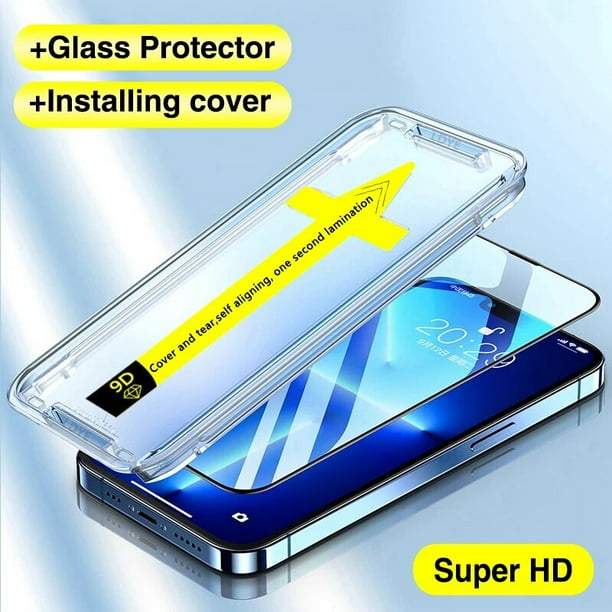 Vidrio templado de gama alta 8K para iPhone 15 14 13 12 11 Pro Max XS MAX X XR 15 Plus Protector de pantalla con cubierta de montaje de alineación