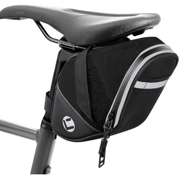 Danuosie Bike Saddle Bag - Waterproof Strap-on Bike Seat Bag - Reflective Bicycle Under Seat Storage Pouch for Road Mountain Bike Cycling Travel