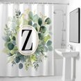 thumbnail image 2 of Letter Z Shower Curtain, Alphabet Green Eucalyptus Leaves Plant Simple Waterproof Shower Curtain Set with 12 Hooks Lightweight Bath Curtains Fabric Bathroom Decor 48x72 Inches, 2 of 9