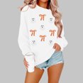 thumbnail image 2 of Peichun Women's Oversized Halloween Sweatshirts Colorful Sequin Ghost and Bow Graphic Crew Neck Pullover Tops Vintage Print Drop Shoulder Loose Cozy Fall Winter Hoodless Sweatshirt 3-White XL, 2 of 4