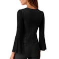 thumbnail image 6 of Olyvenn Womens Ruffle 3/4 Sleeve Tops Lightweight Sparkly Elegant Dressy Blouses Sexy Double Layers Cute Mesh Tunic Shirts Black L, 6 of 8