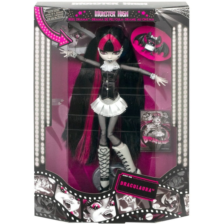 Monster High Reel Drama Draculaura Doll & Pet, Black & White Look, Mini &  Life-Sized Movie Posters 