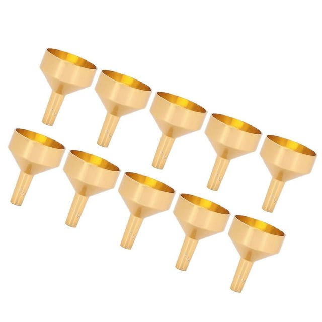 10pcs Metal Small Funnel Mini Aluminum Alloy Funnel for Filling Bottles and Transferring Cosmetics PerfumeGold