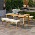 thumbnail image 5 of RoyalCraft Acacia Patio Bench Set of 2, Upholstered Bench with Thick Cushion, Modern Wood Outdoor Dining Bench for Porch, Backyard, Garden, Indoor, Beige, 5 of 6