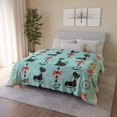 thumbnail image 1 of Sherpa Rétro Atomic Black Cat Géométrique Bleu Aqua Mid Century Modern, 1 of 9