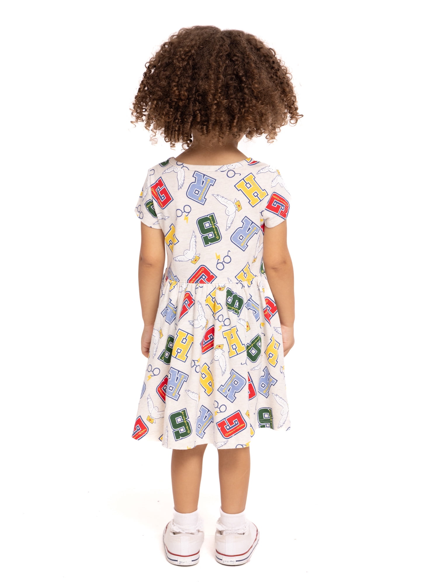 Harry Potter Toddler Girl Allover Print Dress with Short Sleeves, Sizes 12M-5T