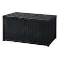 thumbnail image 2 of Superjoe 120 Gallon Outdoor Deck Storage Box, Patio Resin Storage Bin Outdoor Cushion Storage, Wooden-Like (Black), 2 of 6