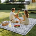 thumbnail image 4 of Grey Flowers Outdoor Rug for Patio/Deck/Porch, Non-Slip Large Area Rug 4 x 6 Ft, Spring Floral Farmhouse Retro Art Indoor Outdoor Rugs Washable Area Rugs, Reversible Camping Rug Carpet Runner, 4 of 8