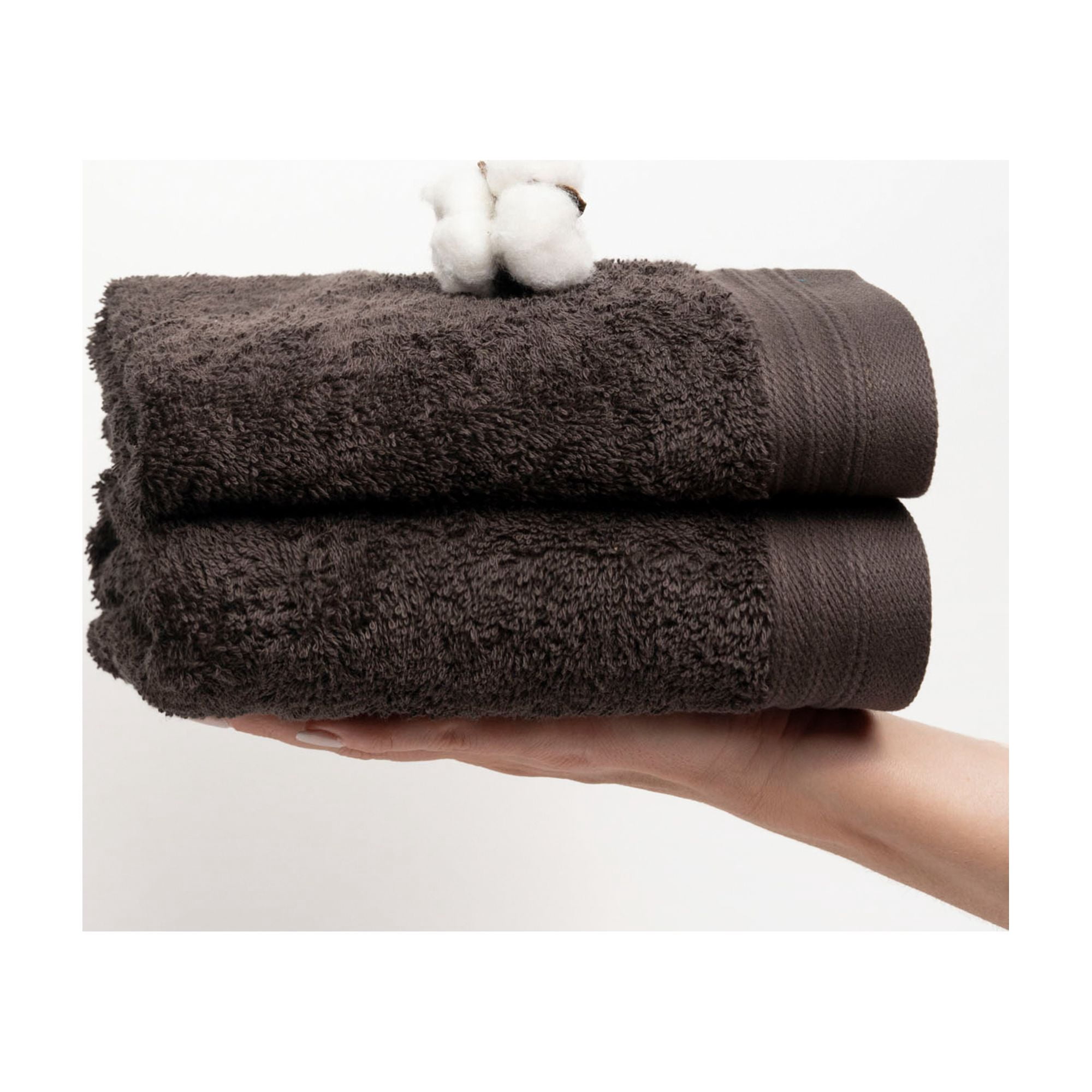 Premium 100% Cotton Towel Set of 4 Hand Towels 18" x 30" | 4 Ultra Soft and Highly Absorbent Hand Towels for Bathroom, Gym, Hotel, Spa, Machine Washable | Color: Chocolate