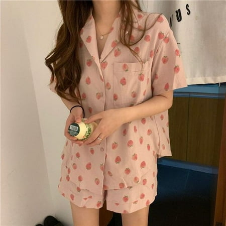

CoCopeaunt Women Pajamas Sleepwear for Women Summer Viscose Pajamas Sets Girls Korean Sweet Print Pijamas Home Suit Japanese Shorts Female