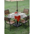 thumbnail image 3 of Red Grey Outdoor Tablecloth - 60x60 Inch Square Dining Table Cover, Abstract Geometric Color Block Oil Painting Waterproof Outdoor Table Cloth with Umbrella Hole & Zipper for Picnic/Patio/Party, 3 of 7