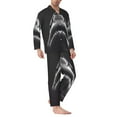 thumbnail image 2 of Sikiie Black And White Shark Mens Pajama Set, Soft Warm Long Sleeve Sleepwear, Cozy Button-Down Pjs for Men-Large, 2 of 7