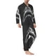 thumbnail image 2 of Balery Black And White Shark Pijama para Hombre de Dos Piezas con Manga Larga, Conjunto de Dormir y Descanso Suave con Bolsillos-Large, 2 of 7