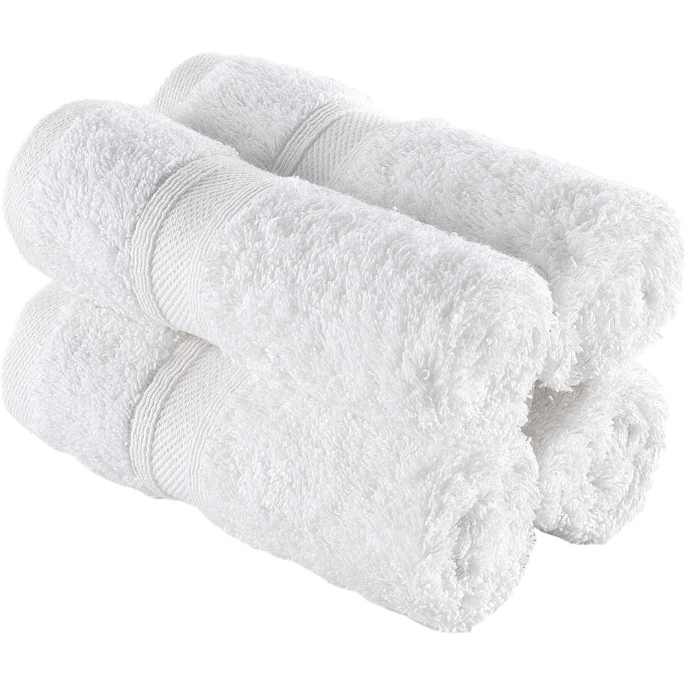 Hammam Linen White Wascloth Towels Soft Fluffy, Absorbent and Quick Dry