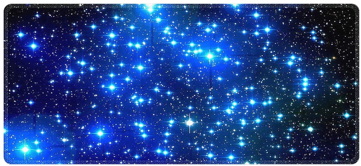 Extra Large Extended Gaming Desk Mat Non-Slip Rubber Pads Stitched Edges Mouse Pad 35.4 x 15.7 inch - Galaxy Stars