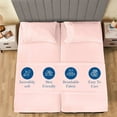 thumbnail image 3 of Split Bed Sheet Set 5 Pieces (1 Flat, 2 Fitted Sheet, 2 Pillow Covers) - 100% Egyptian Cotton - 700 Thread Count Deep Pocket up to 21" Mattress Size Split Queen Color Pink Solid, 3 of 5