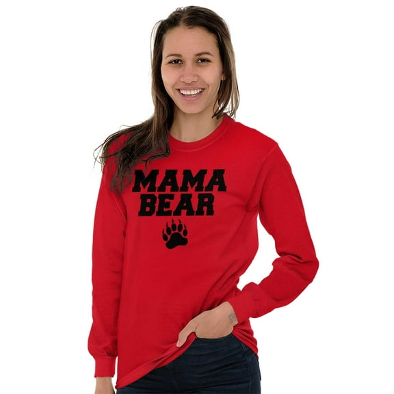 Mama Bear Paw Print Cute Mothers Day Women Plus Size Long Sleeve Graphic Tee Brisco Brands 3X