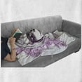 thumbnail image 6 of Day of the Dead Soft Flannel Fleece Throw Blanket, Illustration Gothic Vampire Like Face Skull Flowers Image, Cozy Plush for Indoor and Outdoor Use, 60" x 80", Violet Purple and White, by Ambesonne, 6 of 6