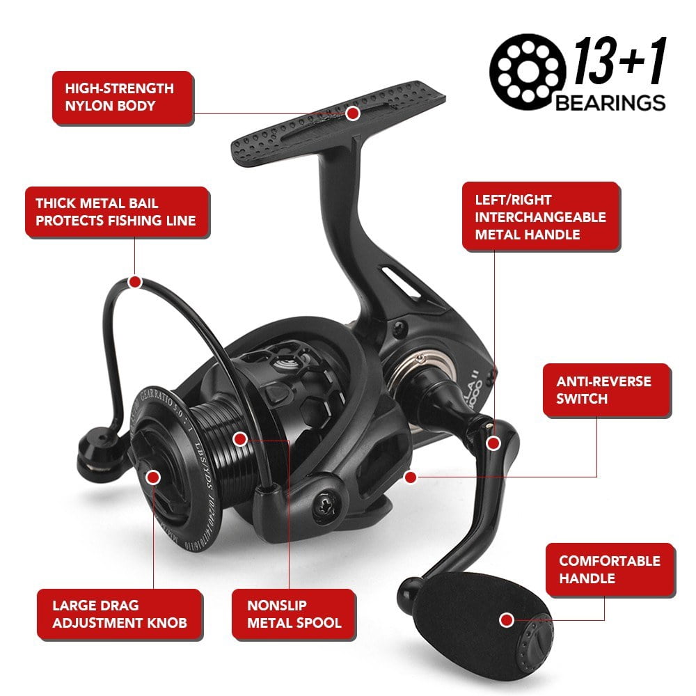 13 Plus 1 Ball Bearings Spinning Fishing Reel