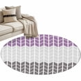 thumbnail image 2 of Round Area Rug 3ft, Grey Purple Color Block Geometric Abstract Non-Shedding Washable Area Rug, White Striped Buffalo Check Non Slip Low-Profile Circle Rugs for Living Room, Bedroom Dining Room, 2 of 9