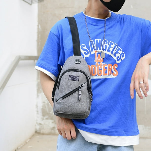 Hombres deporte casual pecho bolsas cremallera nylon Fanny Crossbody cinturón bolsa (gris) Tmvgtek Para estrenar