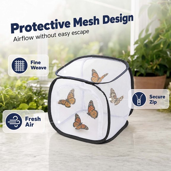 Mesh Butterfly Observation Cage, Foldable Insect Enclosure for Classroom and Home Breeding
