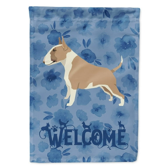 Carolines Treasures CK6232GF Fawn and White Bull Terrier Welcome Flag Garden Size Small multicolor